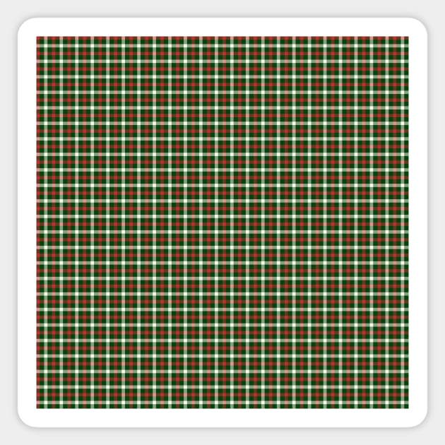 Christmas Holly Green and Red Tartan Check with Wide White Lines Sticker by podartist